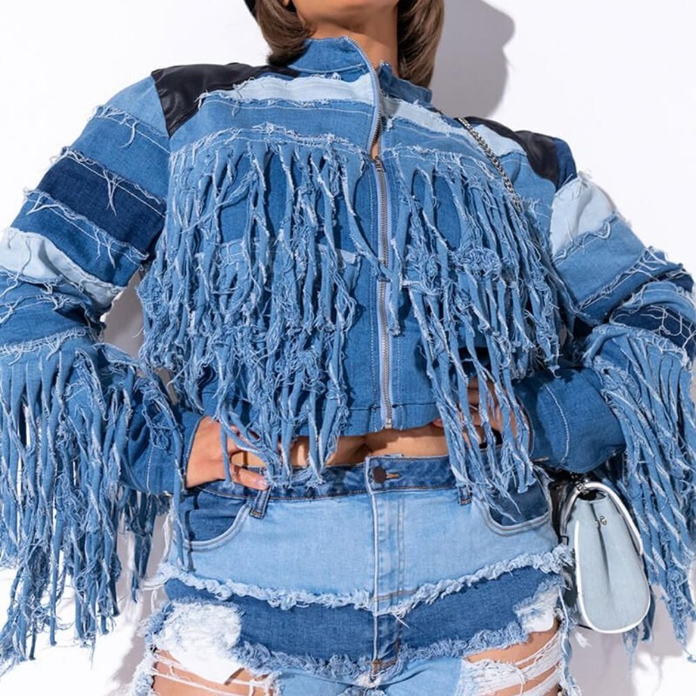 PLUS AZALEA WANG SHAGGY  BABY DENIM JACKET